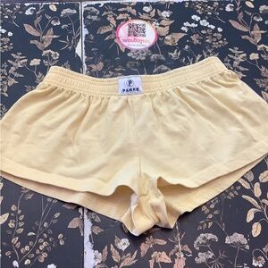 Parke Pale Yellow Elastic Waist Cotton Shorts